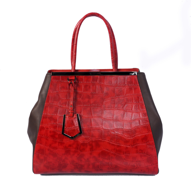 F2552M Fendi Autunno Inverno 2012 2Jours Red originale Croco in pelle